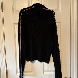 Vici Black Turtleneck Sweater with stitch detail